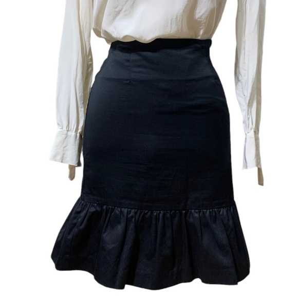 NWOT Jacob Black Mermaid High Waisted Knee Length Ruffle Skirt Size 0 - Picture 1 of 11